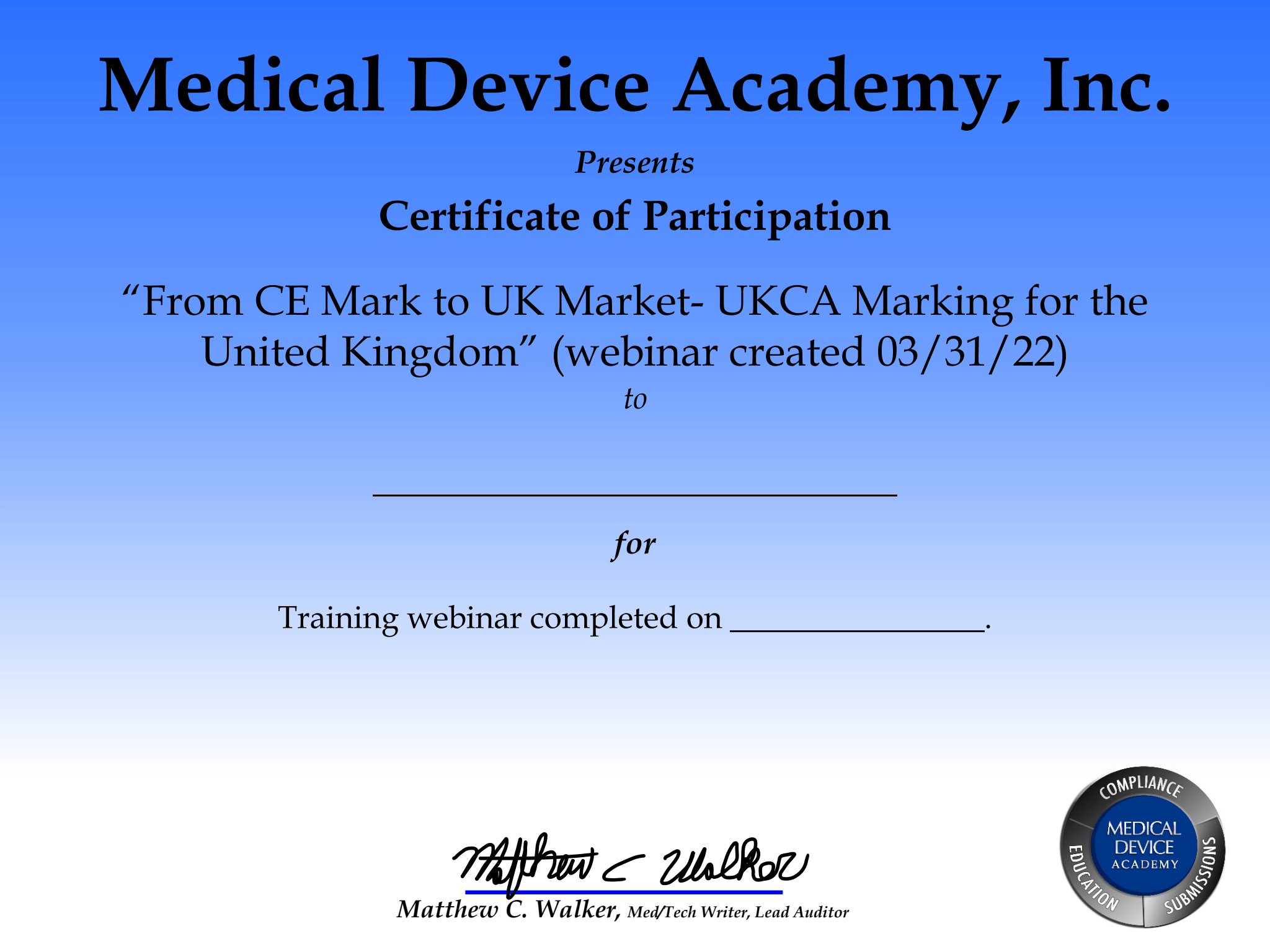 From CE Mark to UK Market - Medical Device Academy