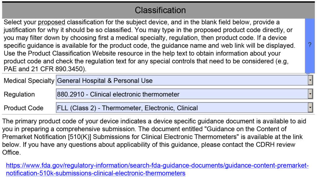 Classification of FLL product code 1024x572 Device Description Template for US FDA and CE Marking