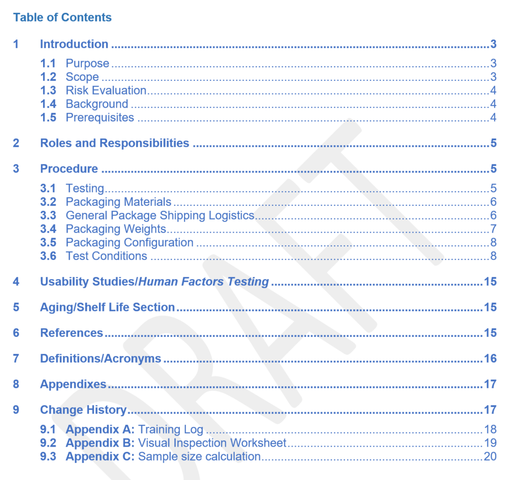 Distribution Conditioning Shipping Qualification Table of Contents 1024x949 Distribution Conditioning Shipping Qualification