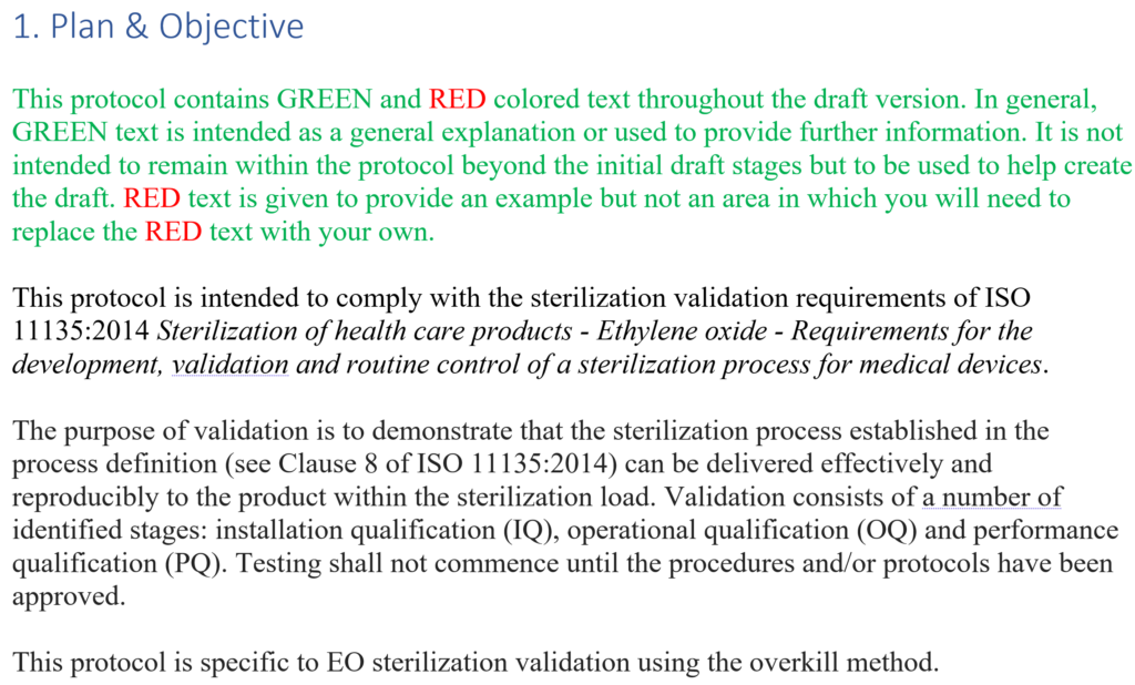 Plan and objective for Ethylene Oxide Sterilization Validation Protocol 1024x618 EO Sterilization Validation Protocol
