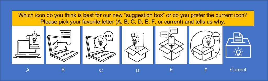 icon choices for customer feedback