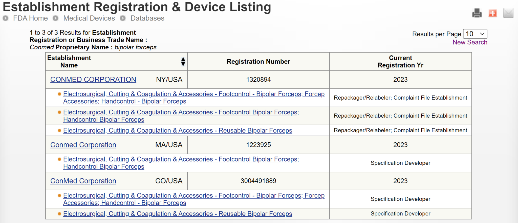 Registration and Listing for Conmed Bipolar Forceps Medical Device Academy