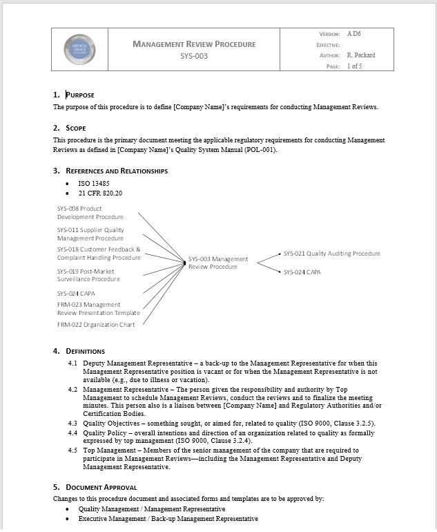 Management Review Webinar And Procedure Free Downloads Medical   SYS 003 A D6 Management Review Procedure 