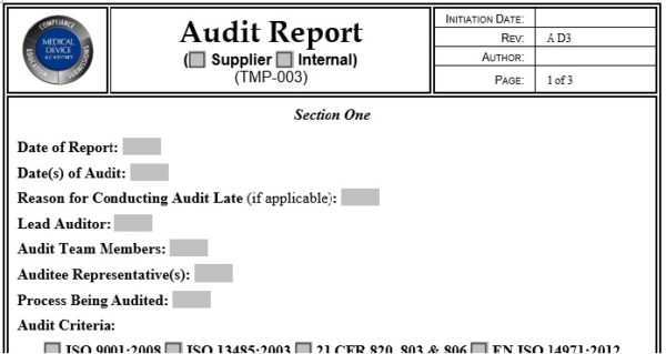 Supplier Auditing Tool Kit - Forms, templates, etc. - Medical Device ...