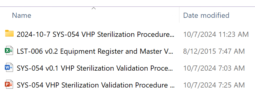 VHP Sterilization Folder 1 VHP Sterilization Validation Procedure (SYS 054)